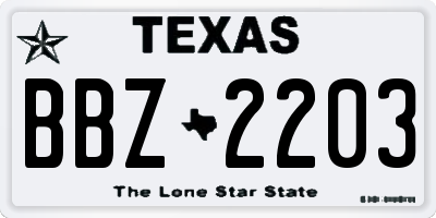 TX license plate BBZ2203