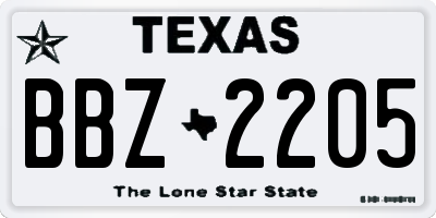 TX license plate BBZ2205
