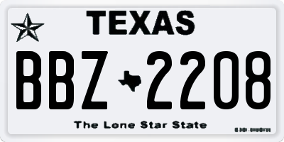 TX license plate BBZ2208