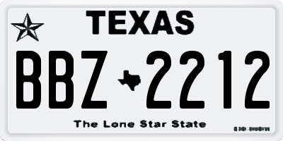 TX license plate BBZ2212