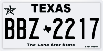 TX license plate BBZ2217