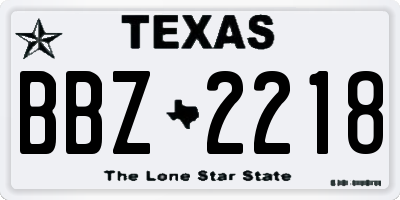 TX license plate BBZ2218