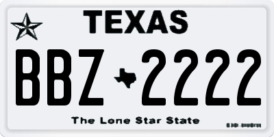 TX license plate BBZ2222