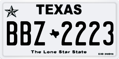 TX license plate BBZ2223