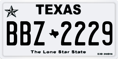 TX license plate BBZ2229