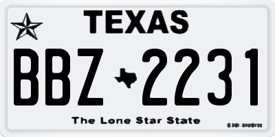 TX license plate BBZ2231