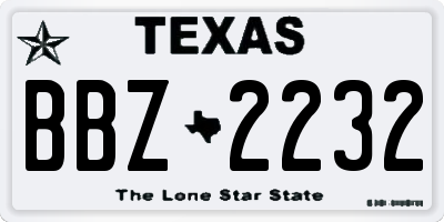 TX license plate BBZ2232