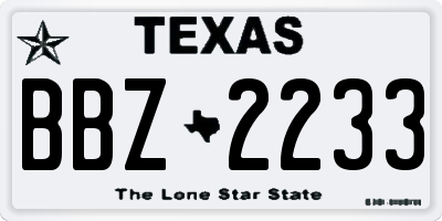 TX license plate BBZ2233