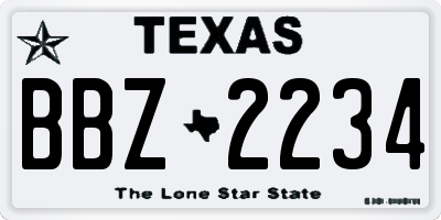 TX license plate BBZ2234