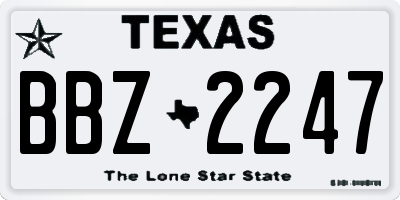 TX license plate BBZ2247