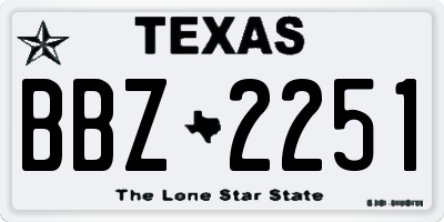 TX license plate BBZ2251