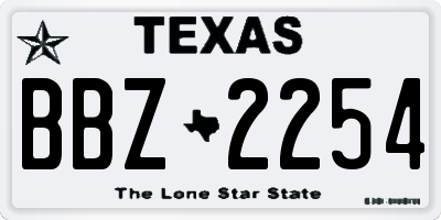 TX license plate BBZ2254