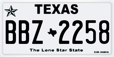 TX license plate BBZ2258