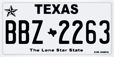 TX license plate BBZ2263