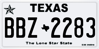 TX license plate BBZ2283
