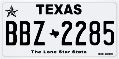 TX license plate BBZ2285