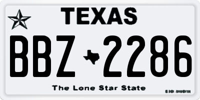 TX license plate BBZ2286