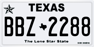 TX license plate BBZ2288