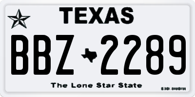 TX license plate BBZ2289
