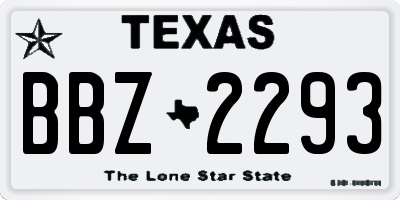 TX license plate BBZ2293