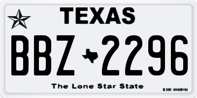 TX license plate BBZ2296