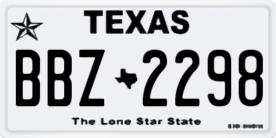 TX license plate BBZ2298