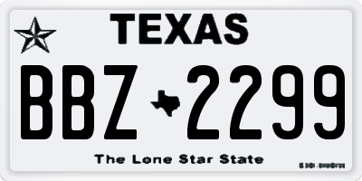 TX license plate BBZ2299