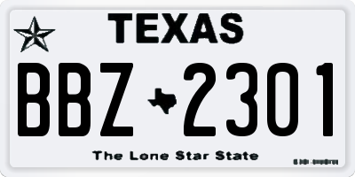 TX license plate BBZ2301
