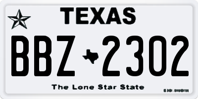 TX license plate BBZ2302