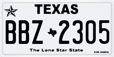 TX license plate BBZ2305