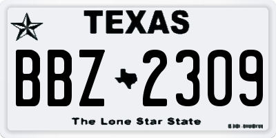 TX license plate BBZ2309