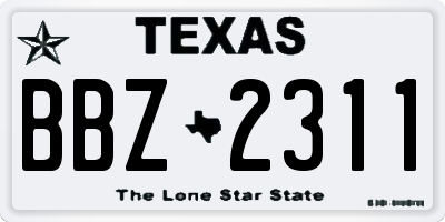 TX license plate BBZ2311
