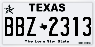 TX license plate BBZ2313