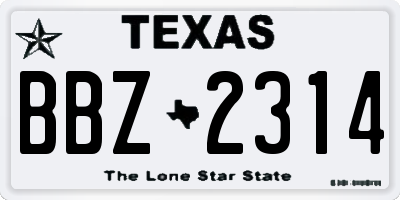 TX license plate BBZ2314