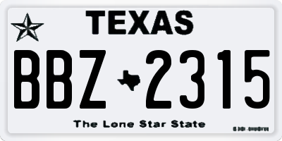 TX license plate BBZ2315