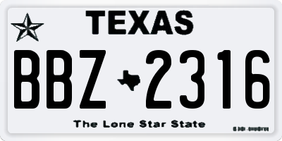 TX license plate BBZ2316