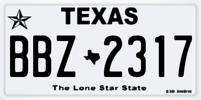 TX license plate BBZ2317