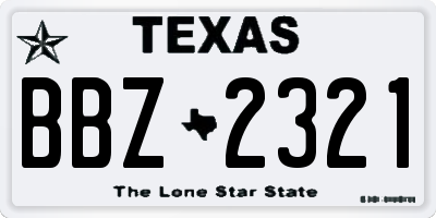 TX license plate BBZ2321
