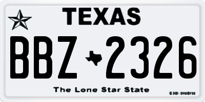 TX license plate BBZ2326
