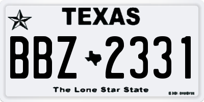 TX license plate BBZ2331