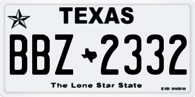 TX license plate BBZ2332
