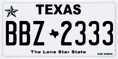 TX license plate BBZ2333