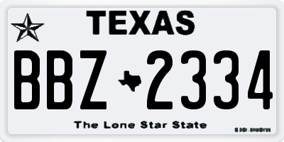 TX license plate BBZ2334
