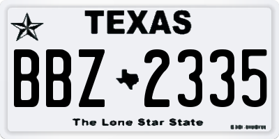 TX license plate BBZ2335