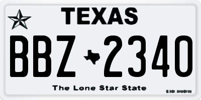 TX license plate BBZ2340