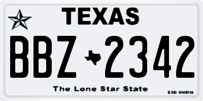 TX license plate BBZ2342