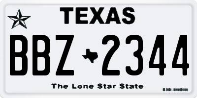 TX license plate BBZ2344