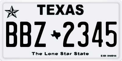 TX license plate BBZ2345