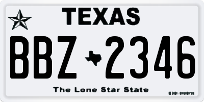 TX license plate BBZ2346
