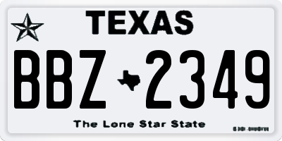 TX license plate BBZ2349